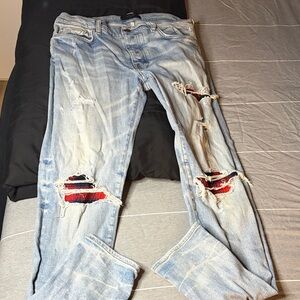 Amiri Jeans MX1 Red Navy Patch
